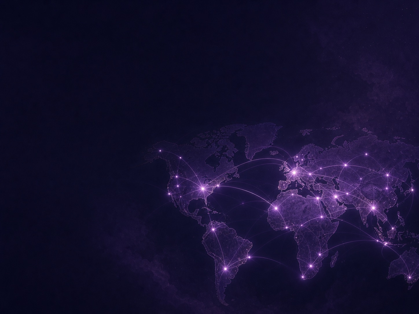 Prayer connections lighting up across a purple world map